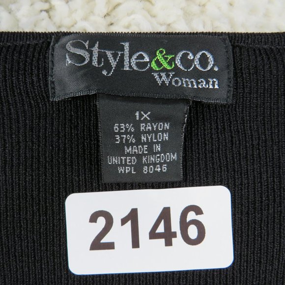 Style & Co.* Women's Long Sleeve V-Neck Straight Hem Ribbed Blouse Size~ 1X - Picture 3 of 9